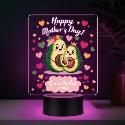 Cute Avocado Best Mom UV Print 7 Color LED Night Lamp Mothers Day Gift Light